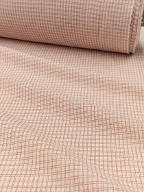 Хлопколен Цифр.печать "Двойная клеточка" (на суровом), цв.розово-сиреневый, ш.1.4м, лен-10%, хл-90%, 130гр/м.кв