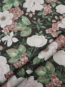 Бязь "Весенние мечты" цв.черный , ГОСТ, ш.2.2м, хлопок-100%, 142гр/м.кв