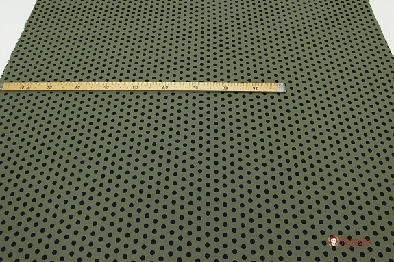 Муслин двухслойный с эф.фактурной стежки "Крупный горох на сером хаки", ш.1.43м, хл-100%, 130гр/м.кв