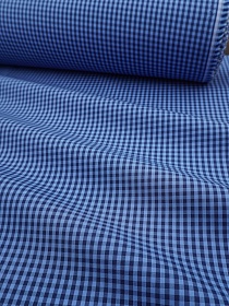 Пестроткань сорочечная "Мелкая клетка" цв.чернильный/синий, ш.1.45м, хлопок-100%, 100гр/м.кв