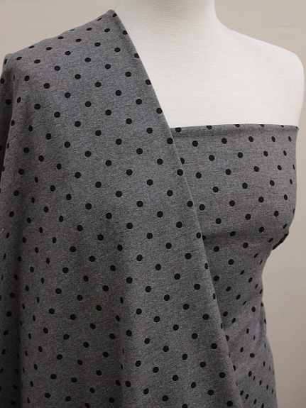 Теплый хлопок меланж "Черный горох (6мм)" цв.мокрый асфальт, ш.1.5м, хл-60%, п/э-40%, 150гр/м.кв