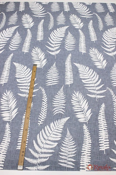 Поплин "Крупные листья папоротника на серой дымке", ш.2.2м, хлопок-100%, 115гр/м.кв