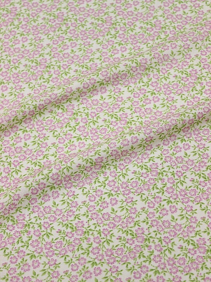 Штапель "Прелестное создание (розовые цветочки)", ш.1.41м, вискоза-100%, 110гр/м.кв 