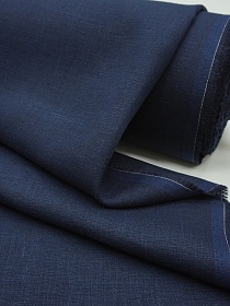 Лен костюмный с умягчением цв.Темный чернильно-синий, ш.1.5м, лен-100%, 190гр/м.кв