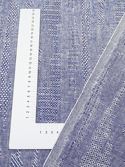 Полульняной жаккард "Импрессия" цв.синий, ш.1.5м, лен-59%, хлопок-41%, 200гр/м.кв