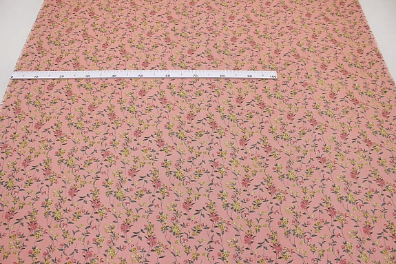 Штапель "Цветочное великолепие", цв.коралловый св.розовый, ш.1.44м, вискоза-100%, 100гр/м.кв 