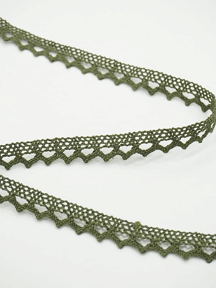 Кружево цв.темный хаки, ш.10мм, хлопок-90%, п/э-10%, 10м, рис.075/32