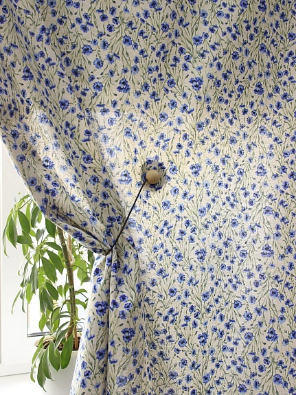 Полулен "Душистые васильки" (на т.суровом), ш.1.5м, лен-30%, хлопок-70%, 140гр/м.кв