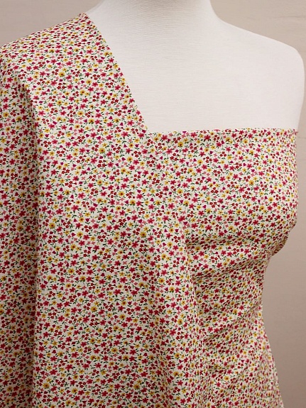 Импорт. хлопок "Цветочные огоньки", цв.малиновый, ш.1.46м, хлопок-100%, 100гр/м.кв