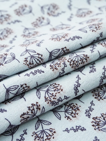 Теплый хлопок "Душистые соцветия" цв.св.серо-голубая дымка, СОРТ2, ш.1.5м, хлопок-100%, 160гр/м.кв