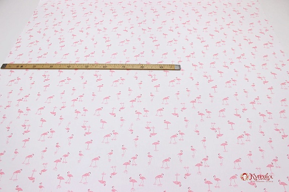 Сатин "Розовые фламинго", ш.1.61м, хлопок-100%, 120гр/м.кв