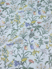 Сатин "Летняя песня" цв.голубой, ш.1.60м, хлопок-100%, 110гр/м.кв