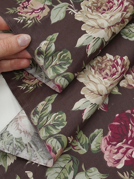 Сатин "Античные розы" цв.горький шоколад, ш.1.6м, хлопок-100%, 110гр/м.кв