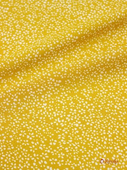Штапель "Мелкая цветочная рябь на желтой горчице", ш.1.44м, вискоза-100%, 90гр/м.кв