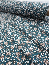 Перкаль "Волшебный завиток" цв.морская волна, ГОСТ, ш.1.5м, хлопок-100%, 130гр/м.кв