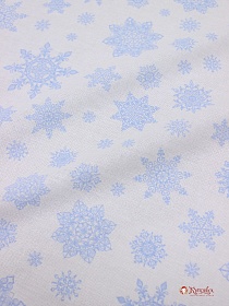 Ткань для столового белья "Голубые снежинки на белом", ш.1.48м, хлопок-100%, 167гр/м.кв