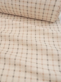 Рогожка "Клетка" цв.бежевый/серый (на суровом), ш.1.5м, хлопок-100%, 160гр/м.кв