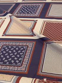 Мерный лоскут - Ситец Крой мужских носовых платков "Валентино" цв.т.фиолетовый/бежевый