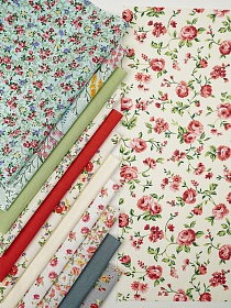 Набор тканей для рукоделия "Бязь: Цветочный вальс", 45*30 см, 12 шт