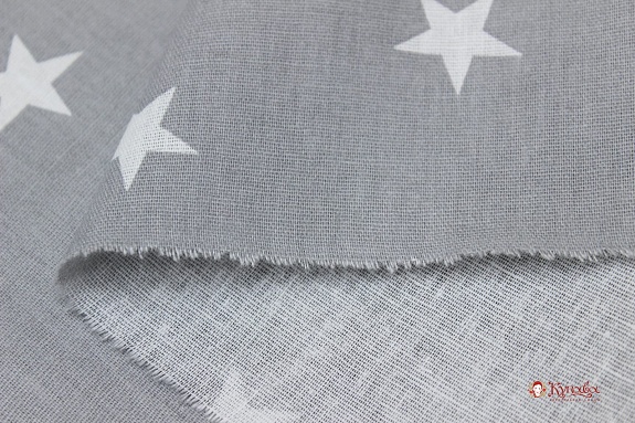 Бязь "Звездочки на пепельно-сером", СОРТ2, ш.1.5м, хлопок-100%,110гр/м.кв