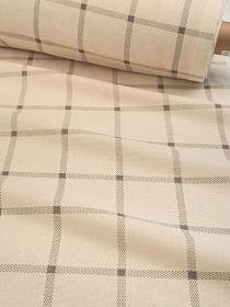 Рогожка "Клетка (6.5*6.5см)" цв.серый (на суровом), ш.1.5м, хлопок-100%, 160гр/м.кв