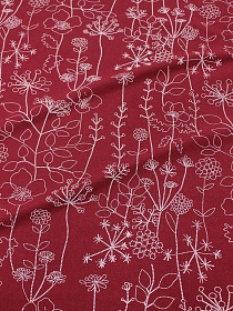 Теплый хлопок "Флора - пунктир" цв.бордовый, ш.1.50м, хлопок-100%, 160гр/м.кв