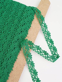 Кружево цв.изумрудно-зеленый, ш.15мм,  хлопок-90%, п/э-10%, рис.016/31
