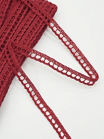 Кружево цв.темно-красный, ш.08мм, хлопок-90%, п/э-10%, 10м, рис.092/16