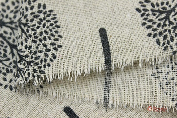 Полулен "Темно-серые деревья" (на суровом), ш.1.52м, лен-40%, хлопок-40%, п/э-20, 170гр/м.кв