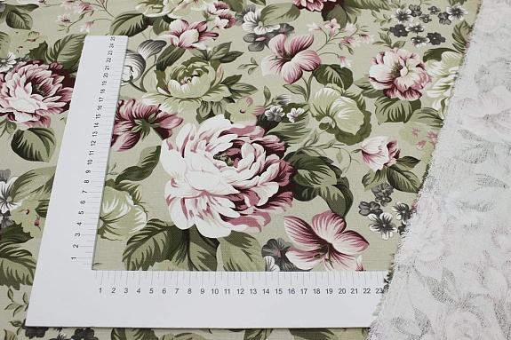 Ткань интерьерная "Таинственное очарование" цв.св.оливково-серый-2, ш.1.48м, хл-80%, п/э-20%