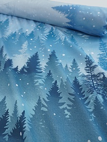 Перкаль "Дымка-лес" цв.сине-голубой, (комп),  СОРТ2, ш.2,2м, хлопок-100%, 110гр/м.кв