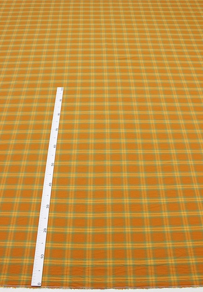 Вареный (стираный) хлопок "Клетка" цв.охра, ш.2.5м, хлопок-100%, 115гр/м.кв