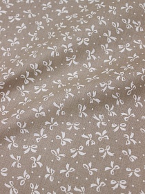 Бязь "Бантики на светлом какао", СОРТ2, ш.1.5м, хлопок-100%, 110гр/м.кв