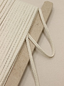 Шнур плоский рыхлый цв.Суровый темный, ш.8мм, хлопок-100%