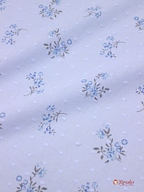 Брак(уценка) Фактурный хлопок "Шарики - голубые букетики" цв.св.голубой, ш.1.4м, батист, хл-100%