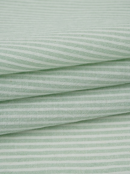 Вареный (стираный) хлопок "Белая полоска на морозно-мятном меланже", ш.2.5м, хл-100%, 125гр/м.кв