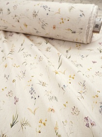 Хлопколен с вискозой Цифр.печать "Полевая флора-мелкие цветы" (комп) ш.2.5м, хл-50% вискоза-45% лен-5%