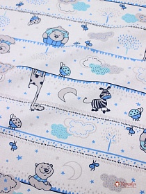 Ситец "Зоопарк" цв.белый, ш.0.95м, хлопок-100%, 99гр/м.кв