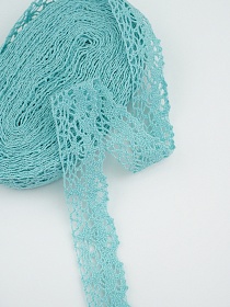Кружево цв.нежно-бирюзовый с мятным оттенком, ш.25мм, хлопок-90%, п/э-10%, 10м