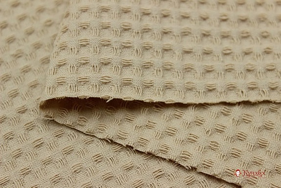 Вафельное премиум-полотно "Italy" цв.Топленое молоко-2, ш.1,5м,  хл-100%, 240гр/м.кв