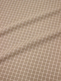 Пестрядь "Св.бежево-молочная клетка (12*12мм) на бежево-кофейном", ш.1.45м, хл-85%, п/э-15%