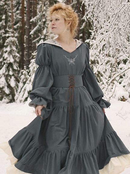 Платье с вышивкой из хлопка крэш и кружевного полотна