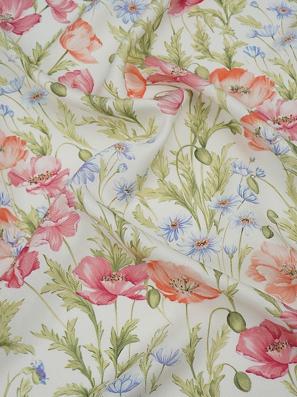 Плательная вискоза Цифр.печать "Маки на ветру", ш.1.45м, вискоза-100%, 125гр/м.кв