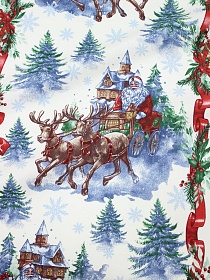 Мерный лоскут Дорожка "Новогодняя упряжка", ш.0.5м, хлопок-100%, 226 гр/м.кв, раппорт 64см