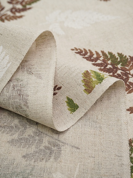 Полулен "Листья папоротника" (на суровом), ш.1.5м, лен-30%, хлопок-70%, 140гр/м.кв