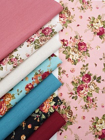 Набор тканей для рукоделия "Хлопколен: Розовый винтаж", 45*30см, 8шт