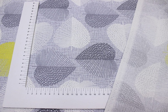 Мерный лоскут(ткань в отрезах) - Рогожка "Геометрические листочки", ш.1.5м, хлопок-100%, 160гр/м.кв