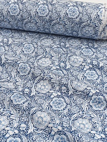 Импорт. хлопок "Цветочное сплетение" цв.синий, ш.1.45м, хлопок-100%, 100гр/м.кв