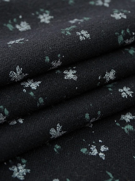 Теплый хлопок "Цветочки - мотылечки" цв.черный, СОРТ2, ш.1.50м, хлопок-100%, 160гр/м.кв