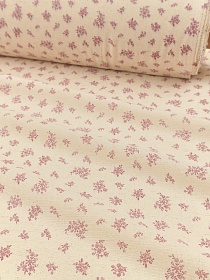 Хлопколен Цифр.печать "Мелкие букеты" (на суровом), цв.розово-сиреневый, ш.1.4м, лен-10%, хл-90%, 125гр/м.кв